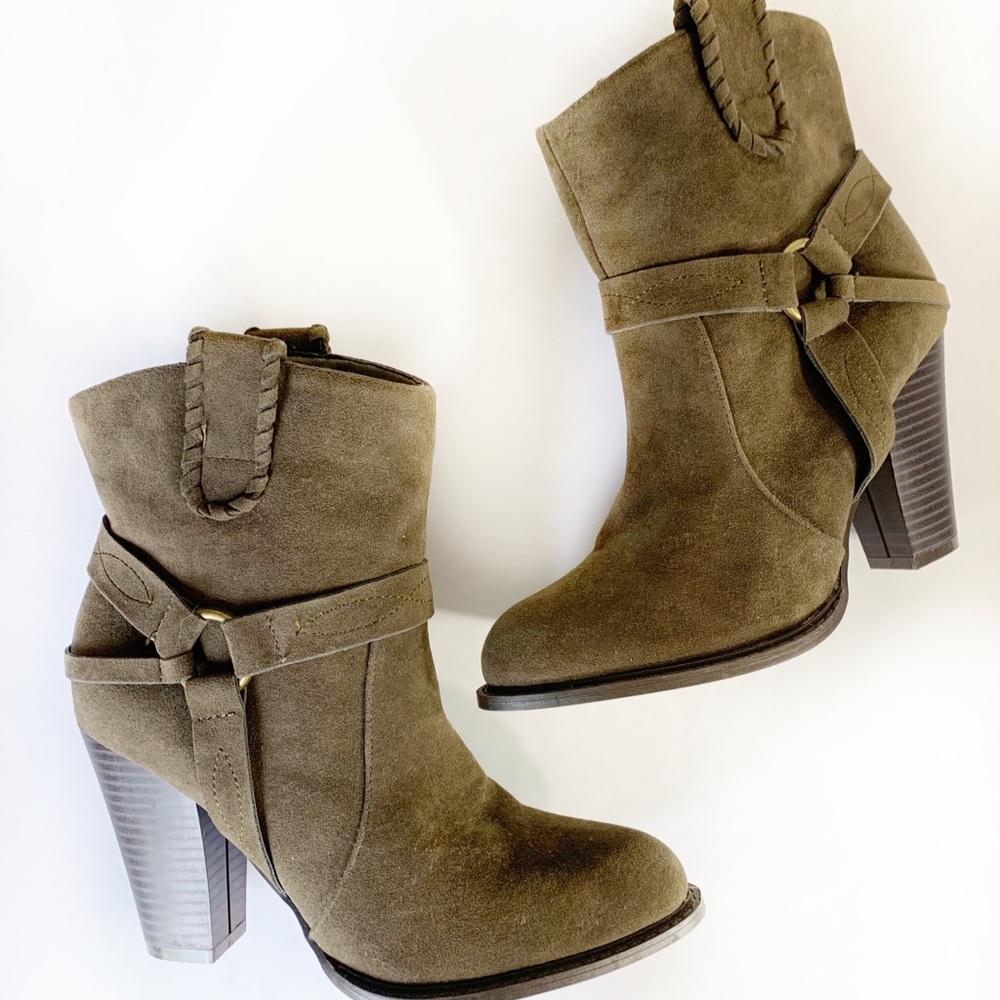 Shoe dazzle Sabina Green Heeled Ankle Booties Sz 8